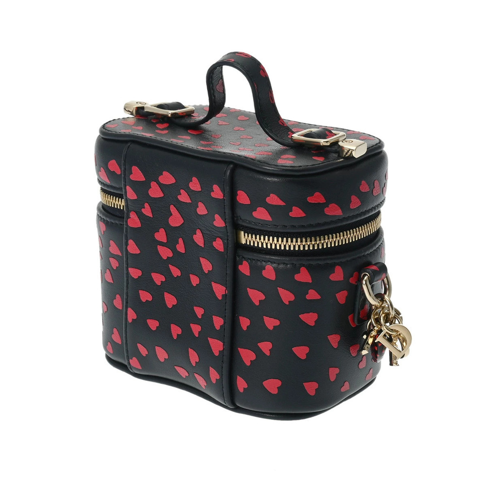 Dior  Blue Bag Leather Navy Vanity Lady Red Heart CHRISTIAN